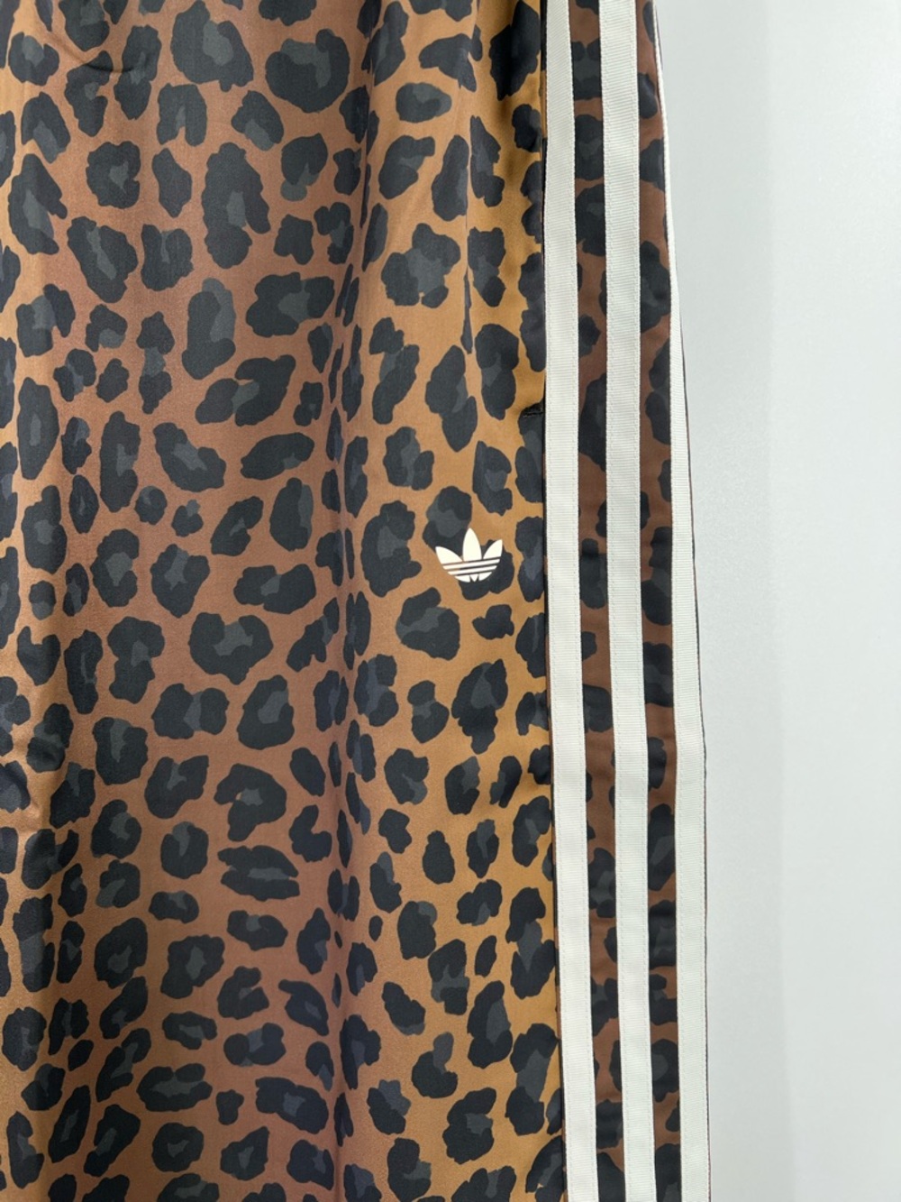 Adidas NWT Brown & Black Leopard Print Track Pants with White Stripes - Picture 4 of 6